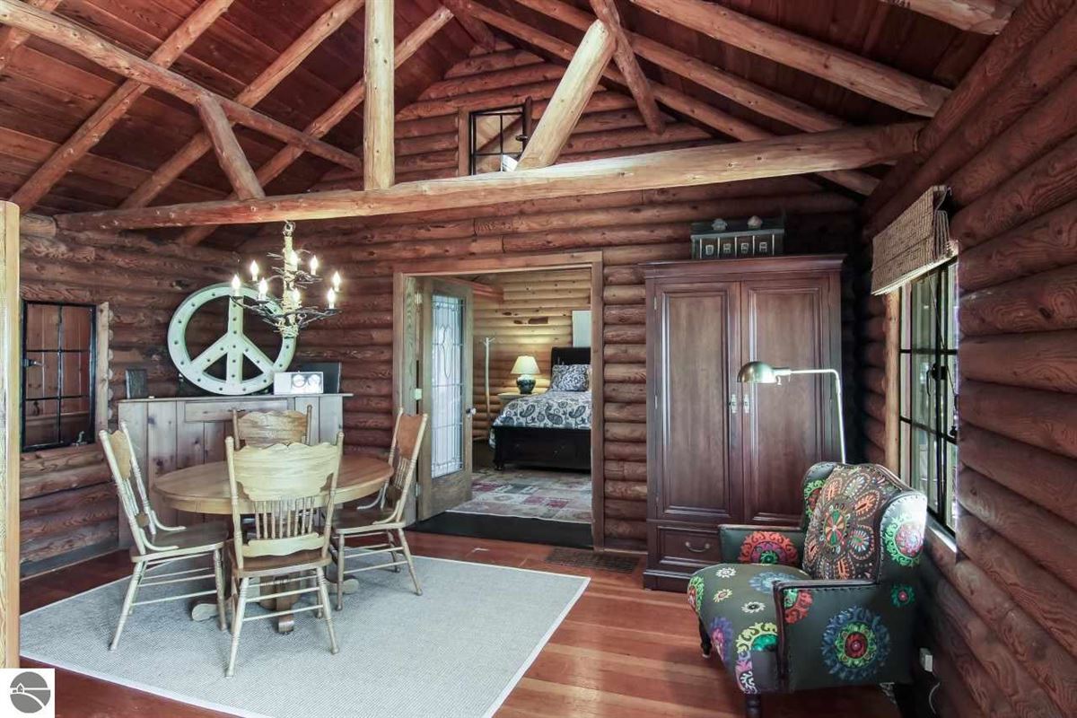 Charming Log Cottage On Beautiful Elk Lake Michigan Luxury Homes